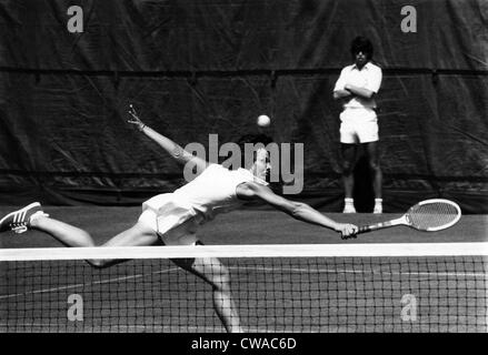 Billie Jean King competing in the U.S. Open Tennis Championships, Forest Hills, New York, August 31, 1972.. Courtesy: CSU Stock Photo