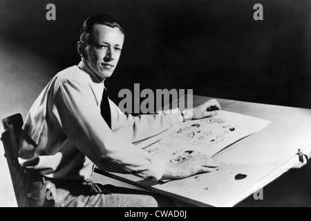 Charles M. Schulz, (1922-2000), American cartoonist and creator of the comic strip 'Peanuts', c. 1952.. Courtesy: CSU Archives Stock Photo