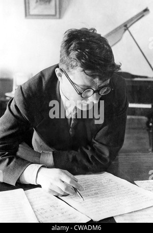 Dimitri Shostakovich,  Russian composer (1906-75) writing his 7th Symphony (Leningrad)June, 1942. Courtesy: CSU Archives / Stock Photo