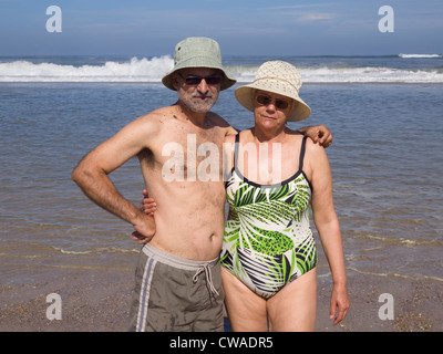 Senior couple on beach Stock Photo