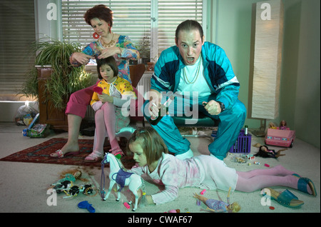 Riedlingen, a family sitting in front of the television and watch Football Stock Photo