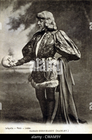 Sarah Bernhardt (1844-1923), French actress, in role of Shakespeare's Hamlet. 1887. Stock Photo