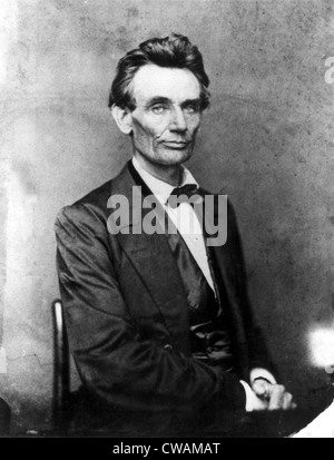 Abraham Lincoln 1860  portrait by B Williams March  salted paper print/glass negative. Courtesy: CSU Archives / Everett Stock Photo