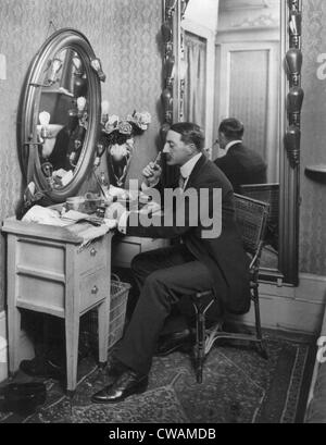 John Drew (1853-1927), American actor, seated at dressing table, in Empire Theatre, New York, 1902. Stock Photo