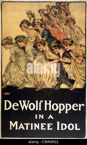 De Wolf Hopper (1858-1935), American comic actor on poster advertising the play, MATINEE IDOL, 1909. Stock Photo