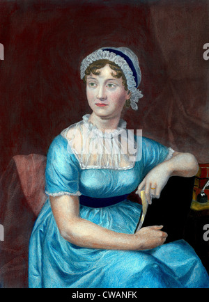 Jane Austen (1775-1817) English novelist and author of enduring classic novel about middle class English life and courtship. Stock Photo