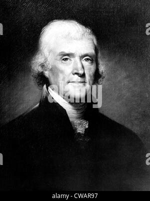 Portrait of Thomas Jefferson, by Rembrandt Peale, ca. 1810s. Courtesy: CSU Archives/Everett Collection. Stock Photo