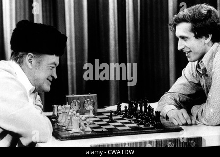 Bobby Fischer in Hilton Hotel in Amsterdam for talks with FIDE president  Max Euwe (right) on the world championship duel with Boris Spassky, January  31, 1972, chess, sports, The Netherlands, 20th century