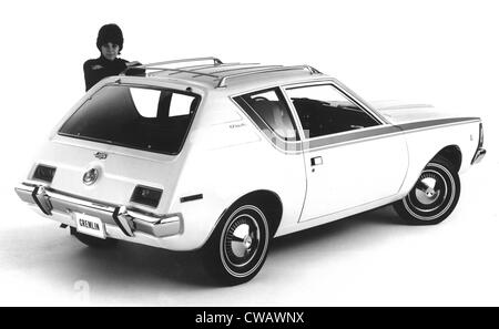 American Motors' The Gremlin, the first US built two-door subcompact car, with a rear hatchback & lift-gate, created to compete Stock Photo