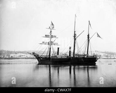 The Civil War, Washington, District of Columbia, Brazilian Steam Frigate at Navy Yard, Yards manned on the occasion of the Stock Photo