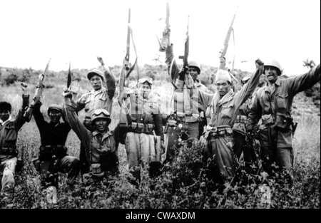 Korean War: 1st Cavalry Division with South Korean Guerillas on the 38th Parallel, Korea, 1950.. Courtesy: CSU Archives / Stock Photo