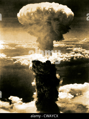 Atomic bomb. A mushroom cloud rises more than 60,000 feet into the air over Nagasaki, Japan after an atomic bomb was dropped by