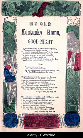 My Old Kentucky Home, Good Night, the state song of Kentucky, by Stephen Foster, 1853. Stock Photo