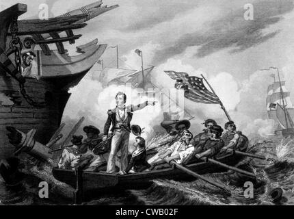 The Battle of Lake Eric, Commodore Perry transporting his flag from the Lawrence to the Niagara, September 10, 1813
