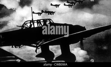 World War II, German Stuka dive bombers over Poland, 1939 Stock Photo