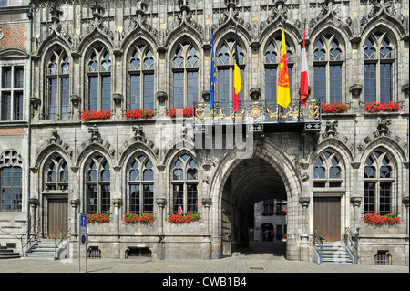 Facade of the City Hall of Mons, Hainaut, Wallonia, Belgium Stock Photo
