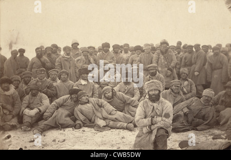 Siberia, A group of hard-labor convicts, photograph, 1885-1886. Stock Photo