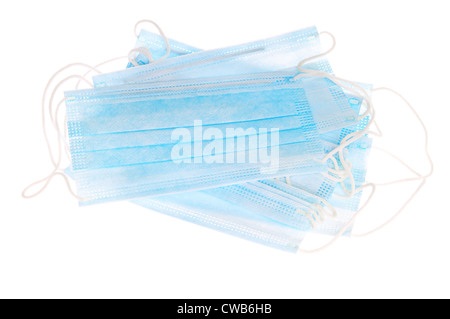 Disposable medical masks isolated on white background Stock Photo