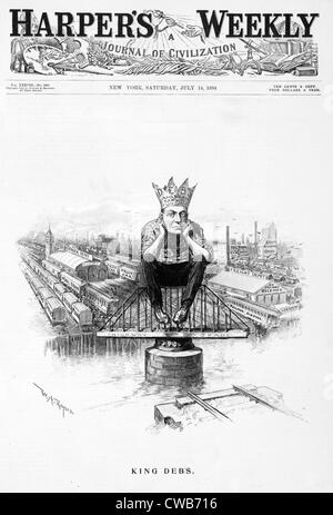 King Debs. Caricature of Eugene Debs, wearing crown labelled 'Deb's American railway union', published during Deb's leadership Stock Photo