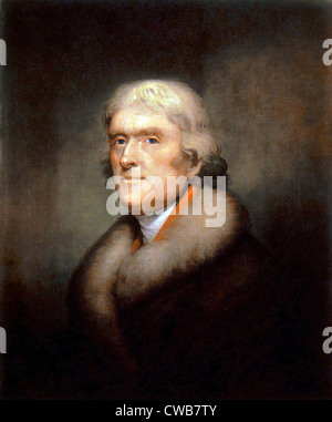Thomas Jefferson, third President of the United States. Reproduction of a painting by Rembrandt Peale . ca. 1805 Stock Photo
