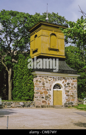 The 1827 bell tower of medieval Church of St. Mary in Raseborg (Pohja), Finland Stock Photo