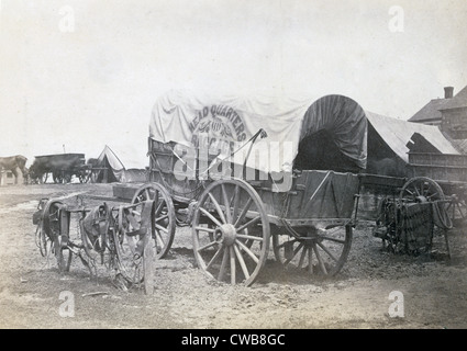 The Civil War. Covered wagon for 'Headquarters baggage' and saddlery. 1865 Stock Photo