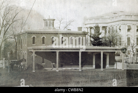 Washington, D.C., President's stables (White House in the background). 1857 Stock Photo