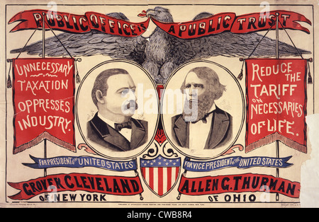For President of the United States, Grover Cleveland of New York ; For Vice-President of the United States, Allen G. Thurman of Stock Photo