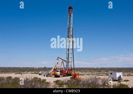 In the Odessa area of West Texas, Drilling units for oil and natural gas dot the landscapes Stock Photo