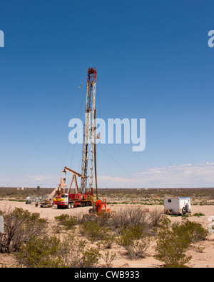 In the Odessa area of West Texas, Drilling units for oil and natural gas dot the landscapes Stock Photo
