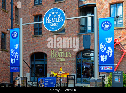 The entrance to the ' Beatles Story ' a tourist attraction on the Albert Dock in Liverpool, Merseyside, UK Stock Photo