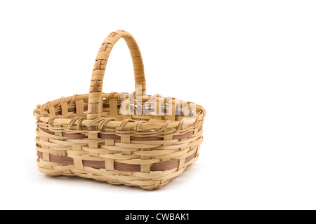 Picnic basket cut out on white background. Stock Photo