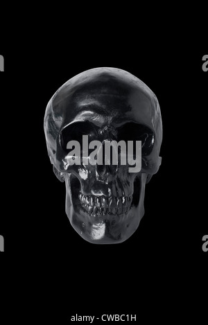 Black skull isolated on black background Stock Photo