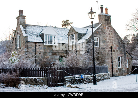 House in Braemar covered in snow Stock Photo
