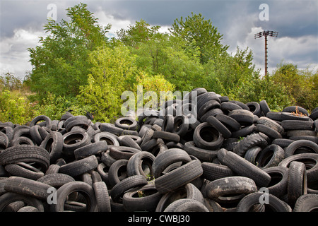 junkyard of pneumatics Stock Photo