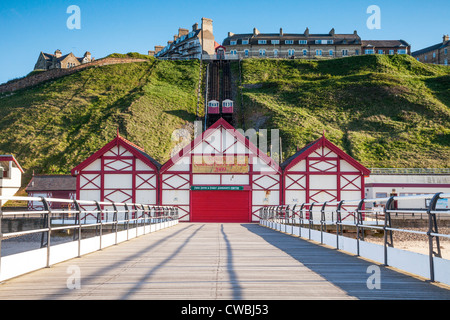 Saltburn pier and cliff lift. Stock Photo