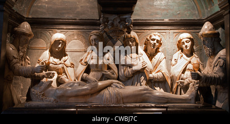 BRUSSELS - JUNE 22:  Anointment of Jesus in the tomb from St. Michael and St. Gudula Cathedral on June 22, 2012 in Brussels Stock Photo