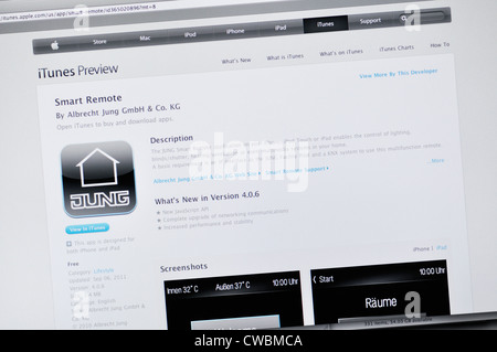 Smart Remote app website - control of lighting, blinds/shutter, heating/ventilation or multimedia systems in the home Stock Photo