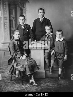 Five children of President James Garfield in 1880, the year of his election to the U.S. Presidency. Left to right:  Mollie, Stock Photo