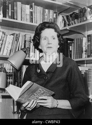Rachel Carson (1907-1964), biologist and writer, holding her ground breaking book, THE SILENT SPRING, 1963. Stock Photo