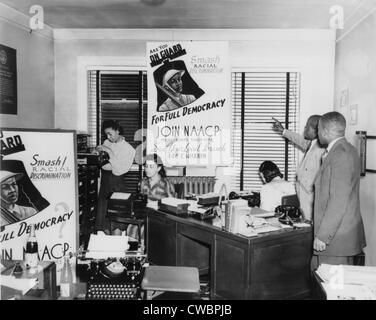 Interior view of NAACP branch office in Detroit, Michigan, showing NAACP membership drive posters picture an African American Stock Photo