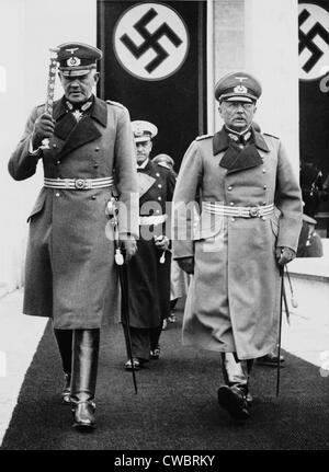 Nazi Germany's military commanders in 1937: Defense Minister Werner von Blomberg (left), Navy's Admiral Erich Raeder (in center Stock Photo