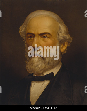 Robert Edward Lee (1807-1870), Commander of the armies of the Confederate States of America. Lithograph ca. 1880. Stock Photo