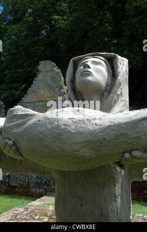 Madonna of the Cross sculpture at Mount Grace Priory, Northallerton, North Yorkshire, UK Stock Photo