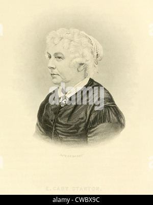 Elizabeth Cady Stanton (1815-1902), American women's rights leader. Engraving ca. 1865. Stock Photo