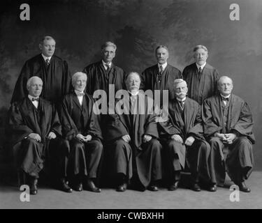 Taft Court. United States Supreme Court group portrait. Center front is Chief Justice William Howard Taft. Ca. 1925. Stock Photo