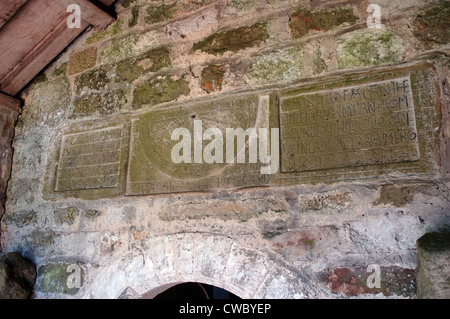 Anglo Saxon sundial at Saint Gregorys Minster in Kirkdale North Yorkshire, UK Stock Photo