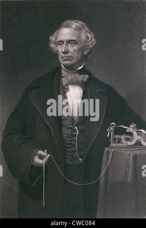 Samuel F. B. Morse (1791-1872), inventor of the magnetic telegraph. Steel engraving by John Sartan. Stock Photo