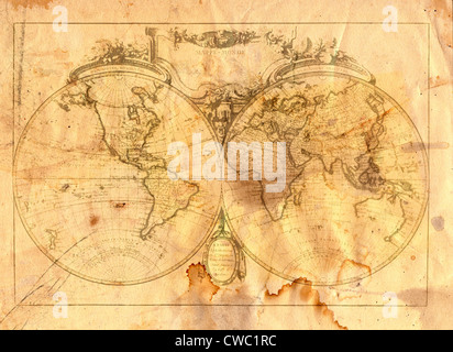 Vintage map of the world in grunge style Stock Photo