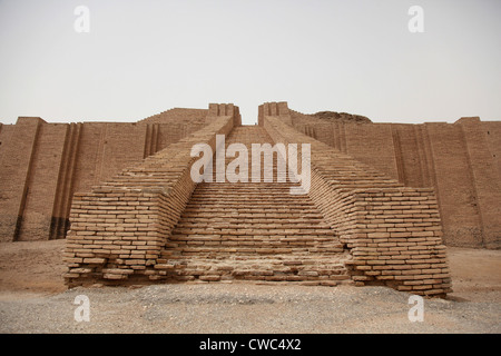 Steps of the Ziggurat of Ur built by the Neo-Sumerians built in the reign of King Nabonidus 556-539 BC on the rubble of an Stock Photo